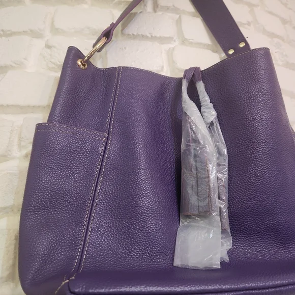 Laggo NWOT Large Purple Leather Julia Shoulder Hobo Purse - Picture 3 of 13